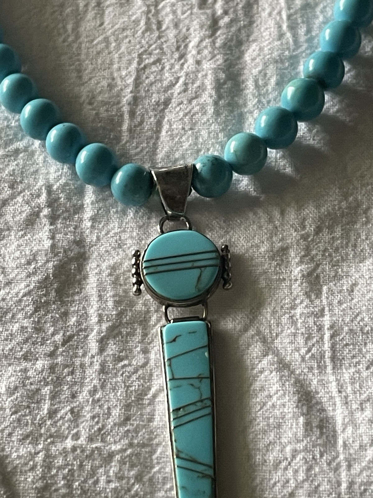 Sleeping Beauty and Sterling Silver Bead Necklace with SS Pendant