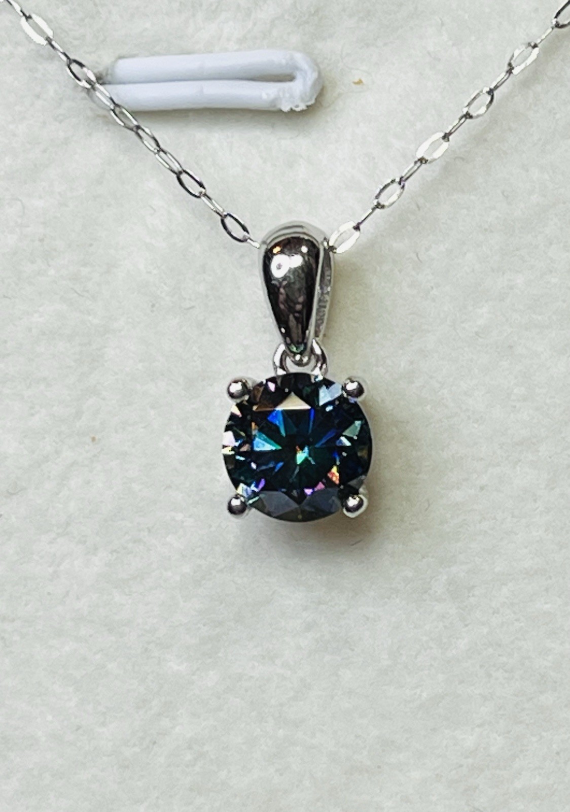 925 Sterling Silver 1 CTW VVS1 Dark Blue Purple Moissanite Pendant Necklace