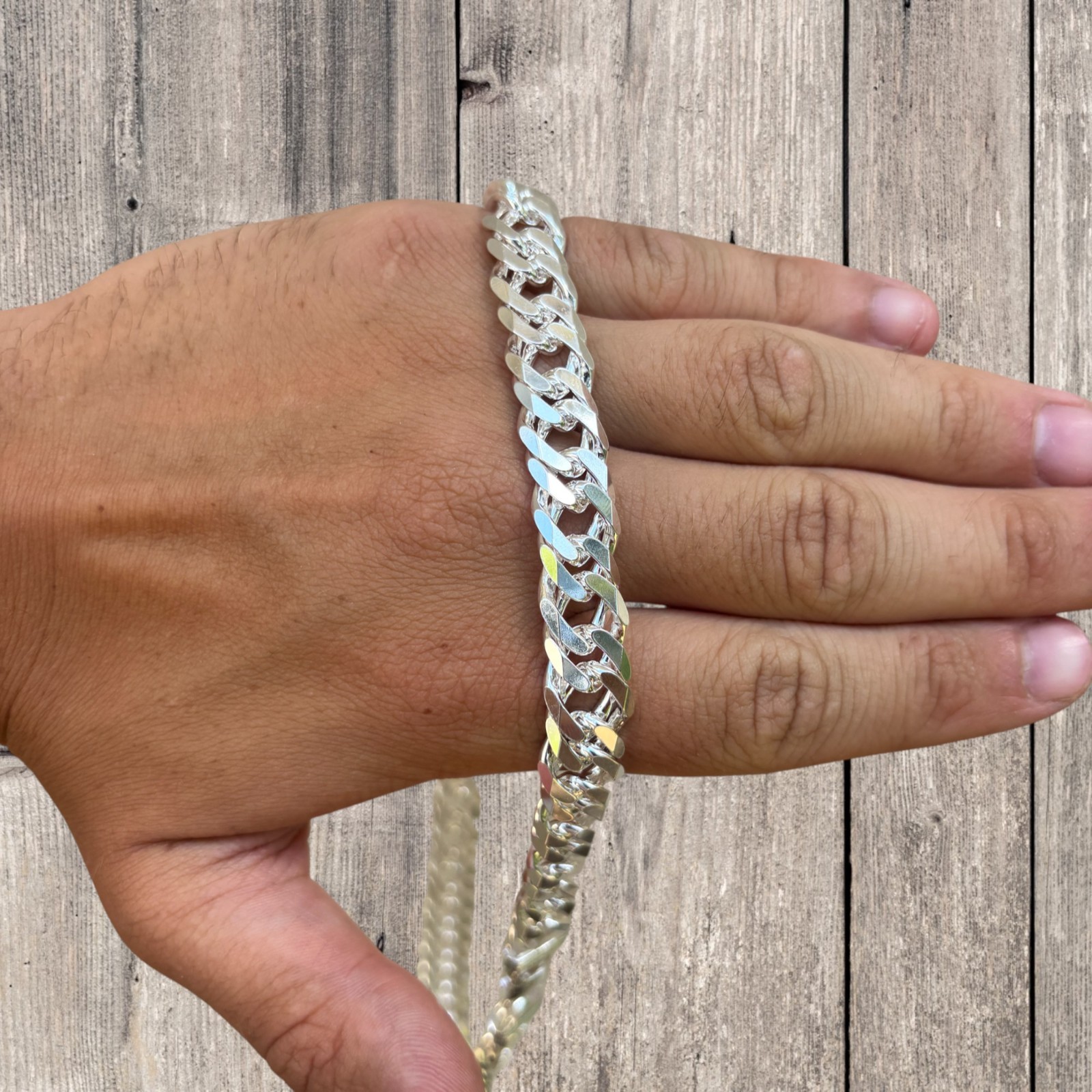 12mm Double Curb Link Chain Necklace – Solid 925 Sterling Silver MADE IN ITALY