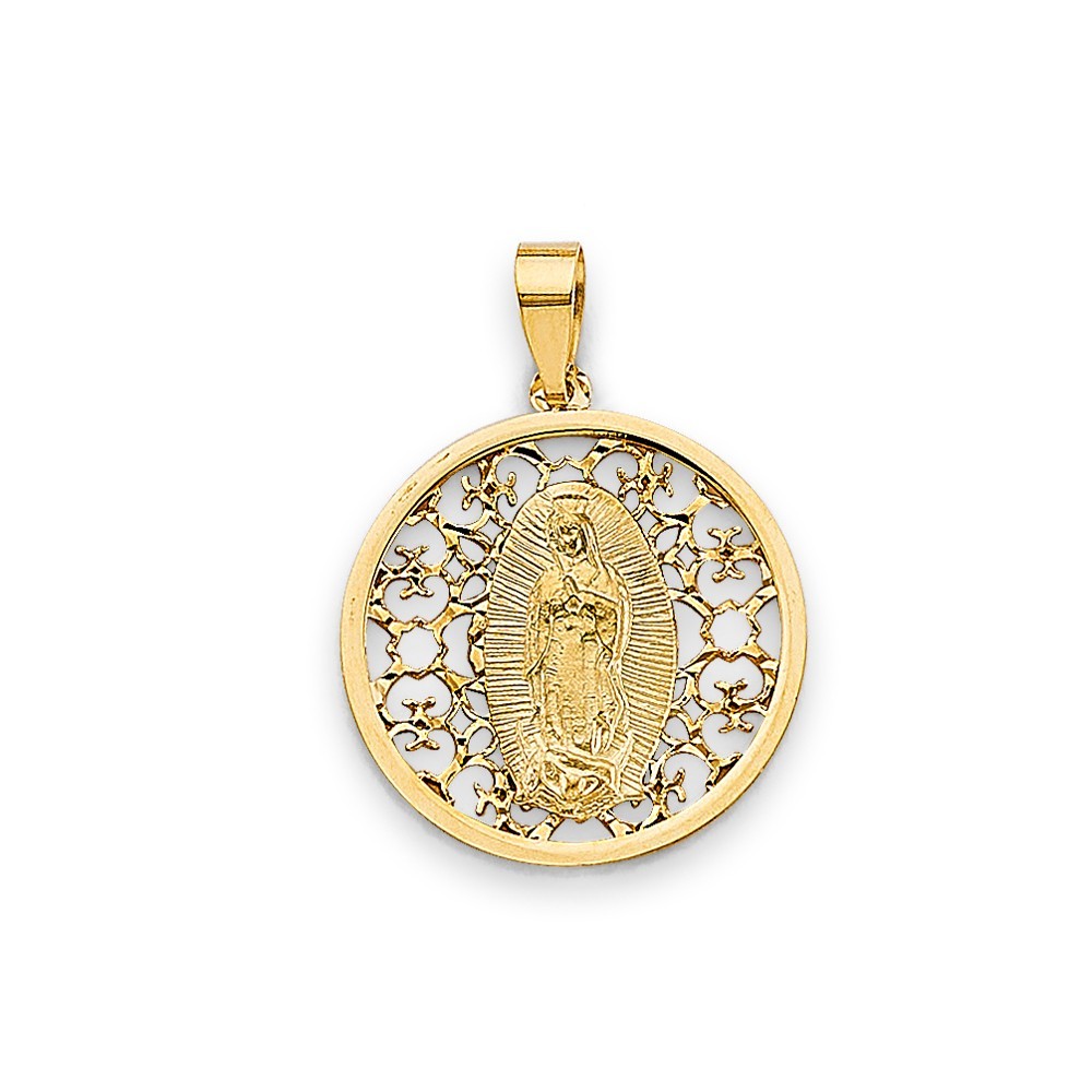 14K Two Tone Gold Religious Pendant for Chain
