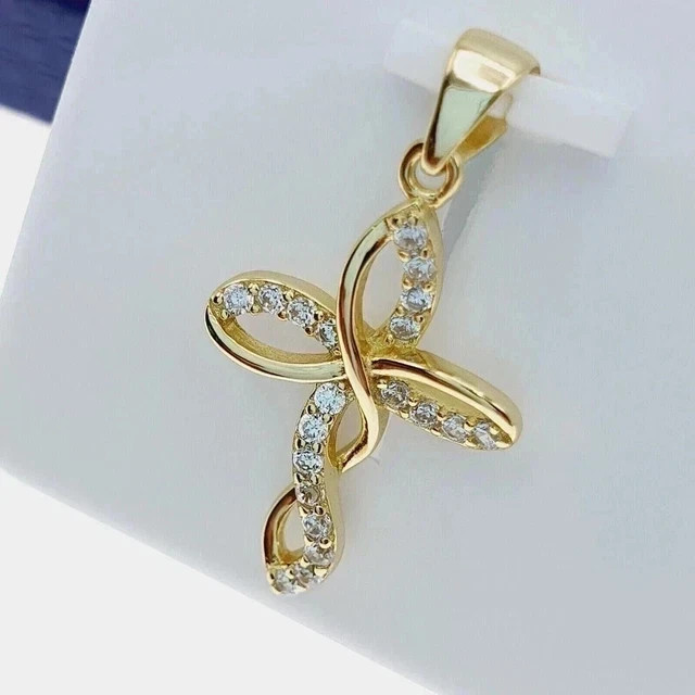2Ct Round Lab Created Diamond Women’s Cross Pendant In 14k Yellow Gold Plated
