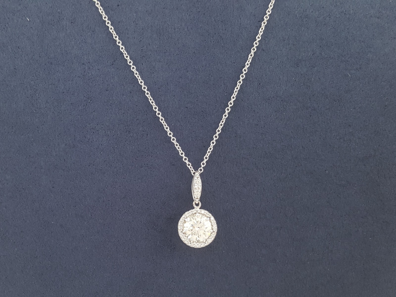 Tacori Round Diamond Halo Pendant Necklace 18K White Gold 1.14 ct Retail $6.5K