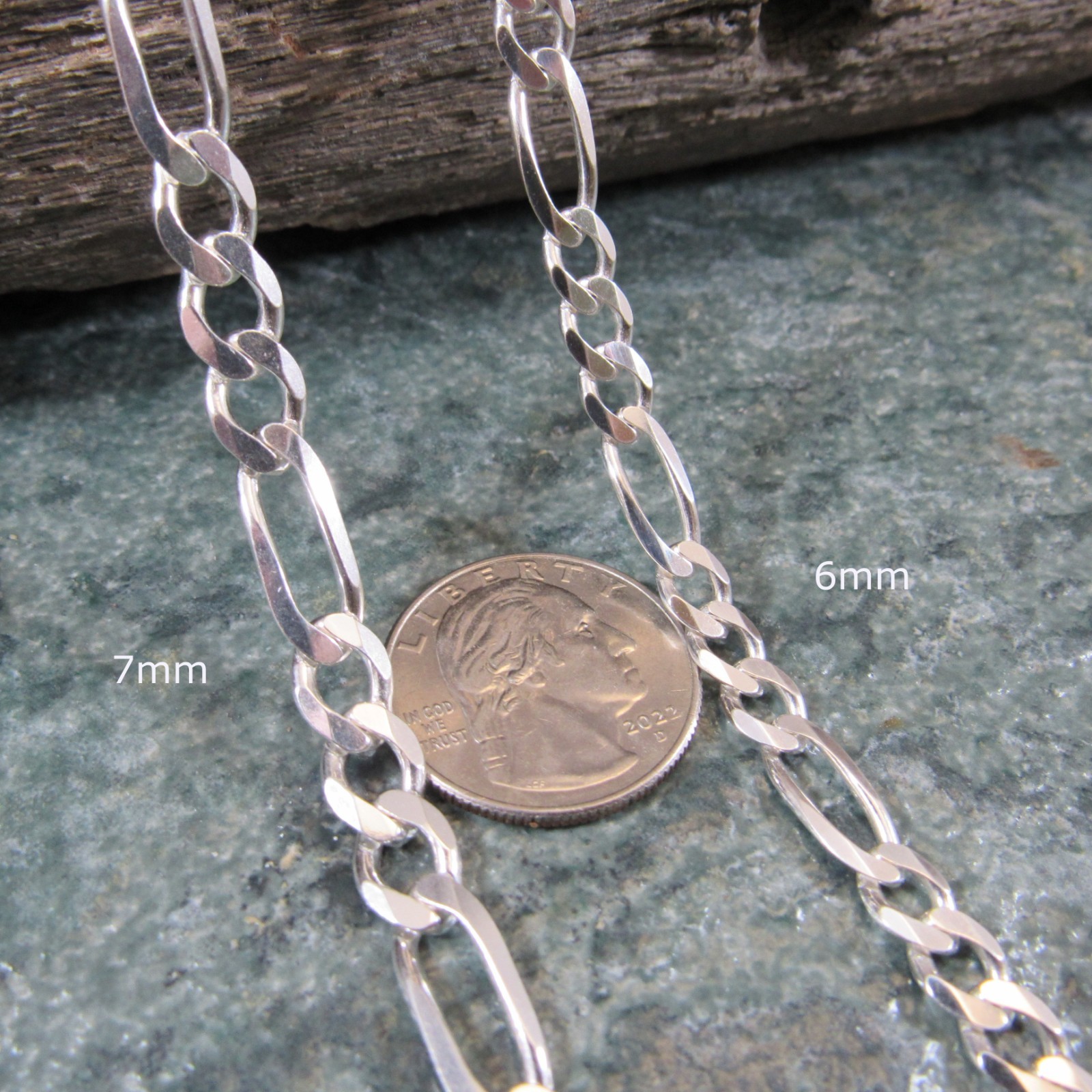 3MM or 5MM Solid 925 Sterling Silver Men’s FIGARO Chain Necklace Made In Italy