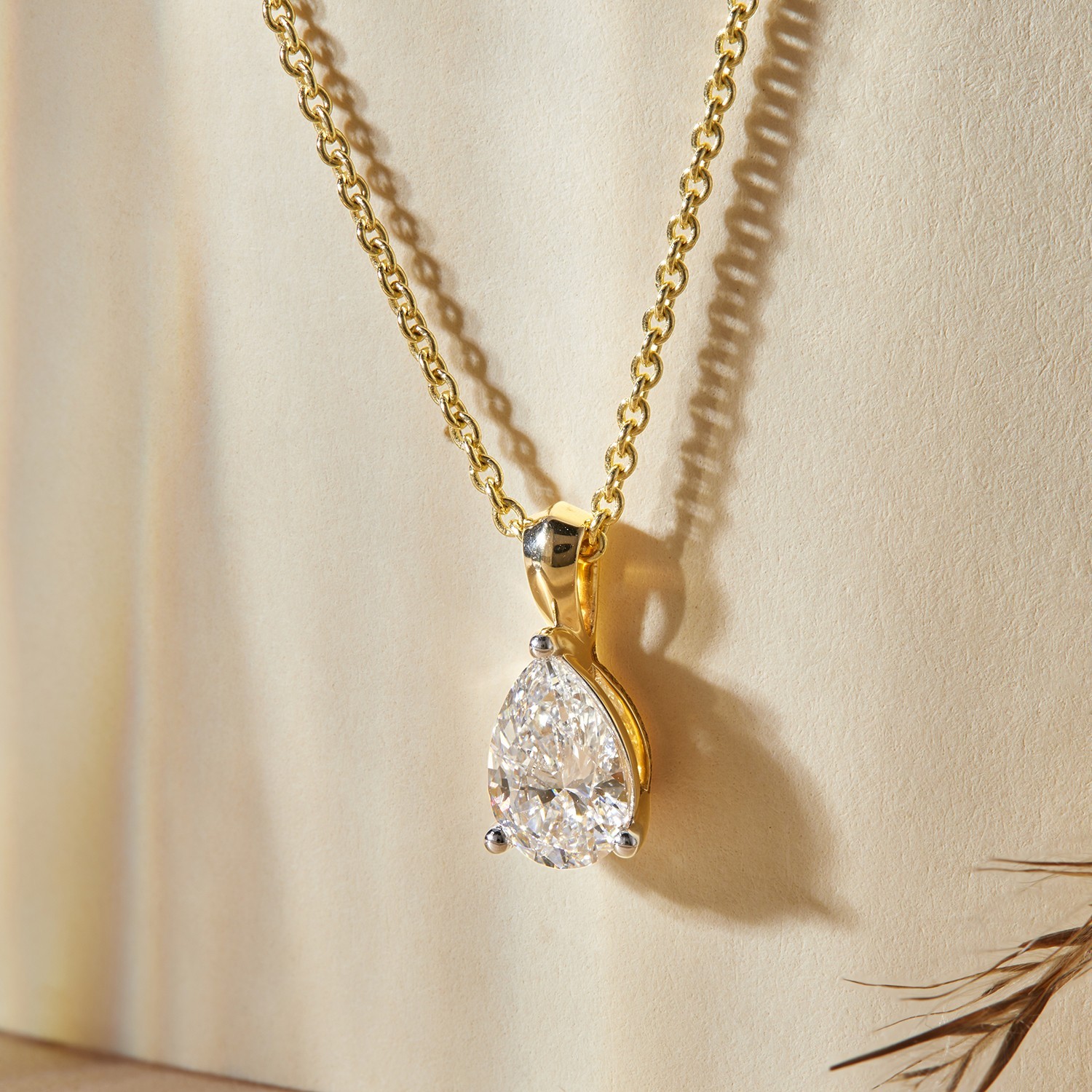 1 Ct Pear Lab Grown Diamond Solitaire Pendant Chain For Her 925 Sterling Silver