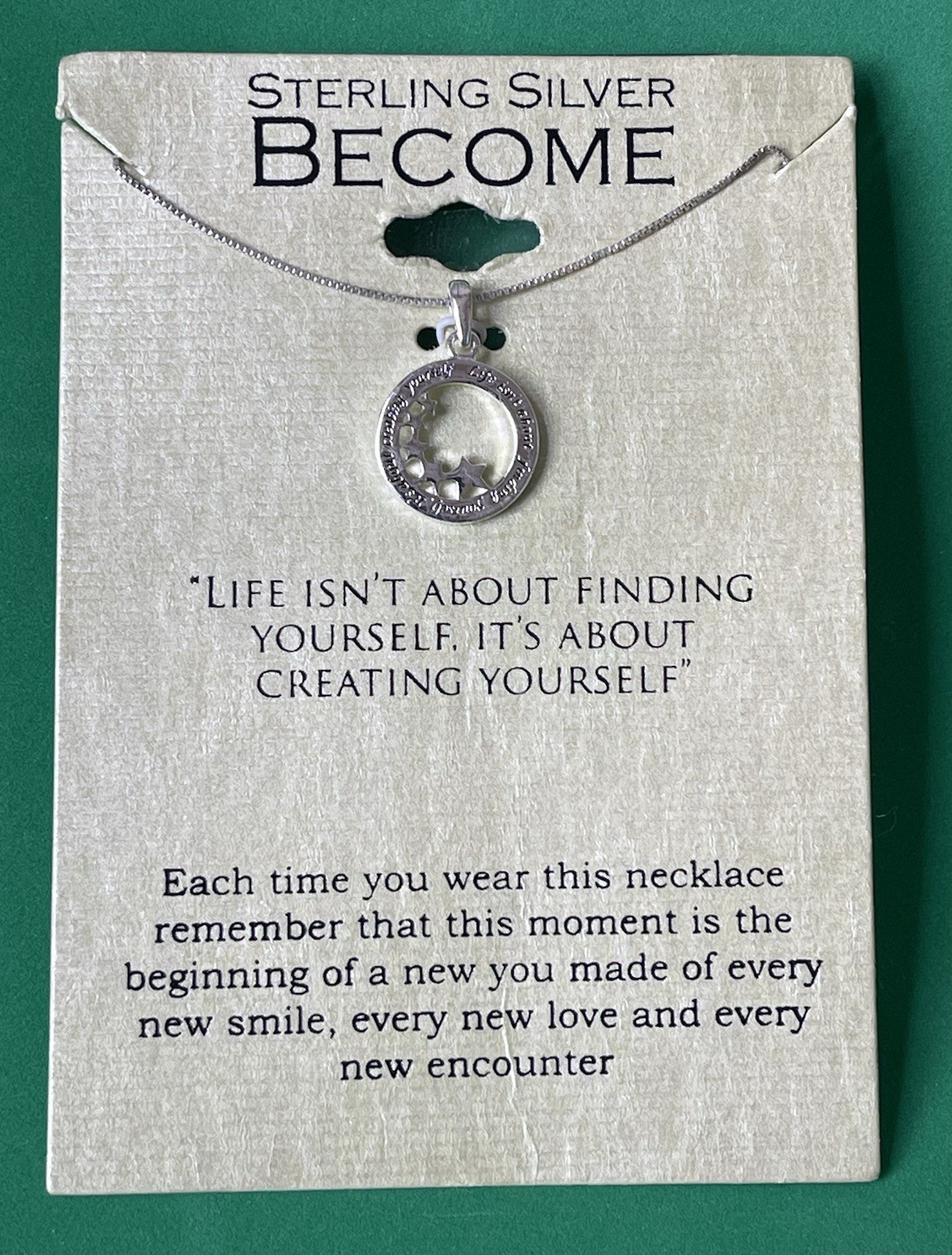 Become Sterling Silver .925 Life isn’t about Finding Yourself Charm & 18” Chain