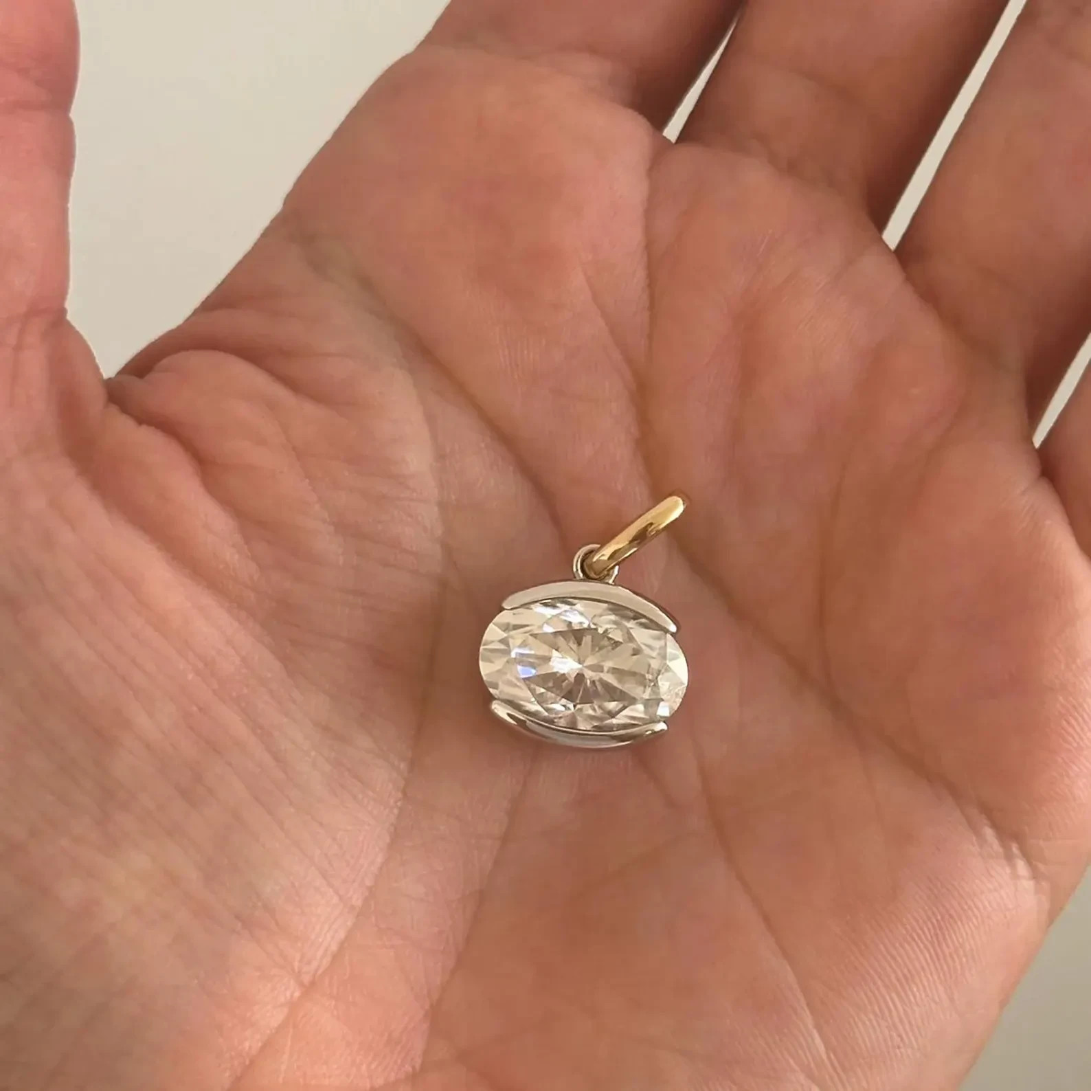2.50Ct East West Oval Moissanite Pendant 925 Sterling Silver Teardrop Necklace