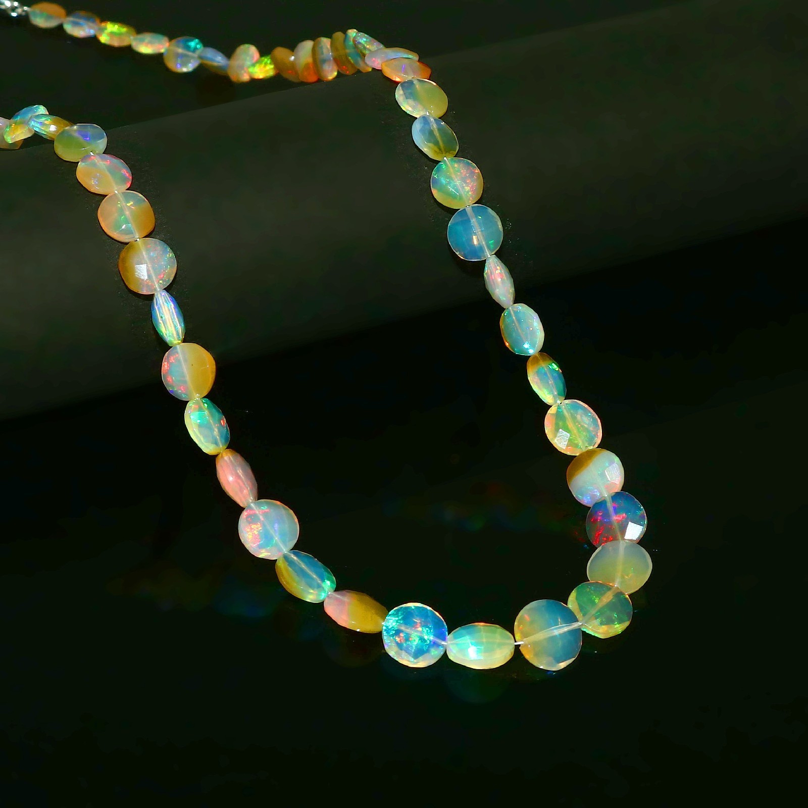 Natural Opal Beads Coin Opal Beads Multi-Color Opal Fire Opal Gift For Sister
