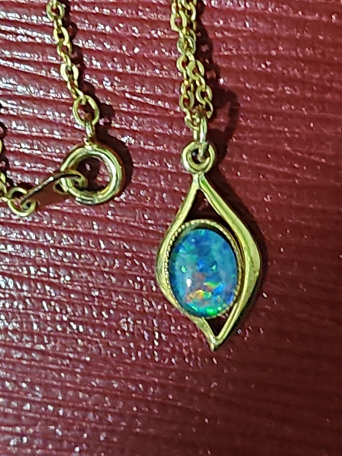 Natural Australian Black Opal 10k gold/925 ladies pendant NEW with tag Petite