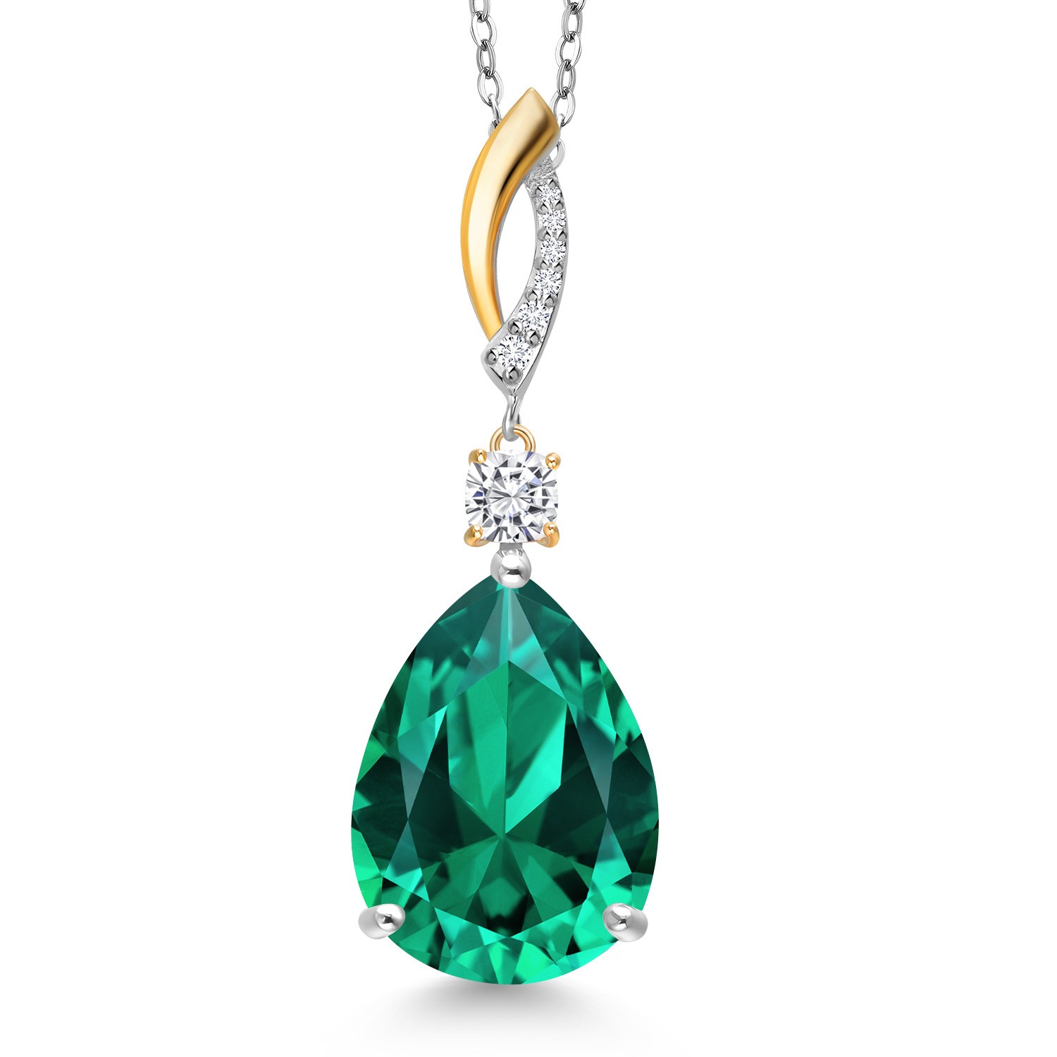 Pear Shape Gemstone Birthstone Pendant Necklace for Women | 925 Silver & 10K