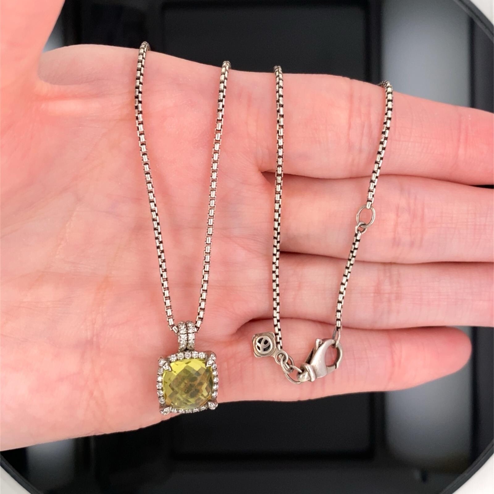 David Yurman Sterling Silver Citrine Chatelaine Diamond Pendant Necklace $1125