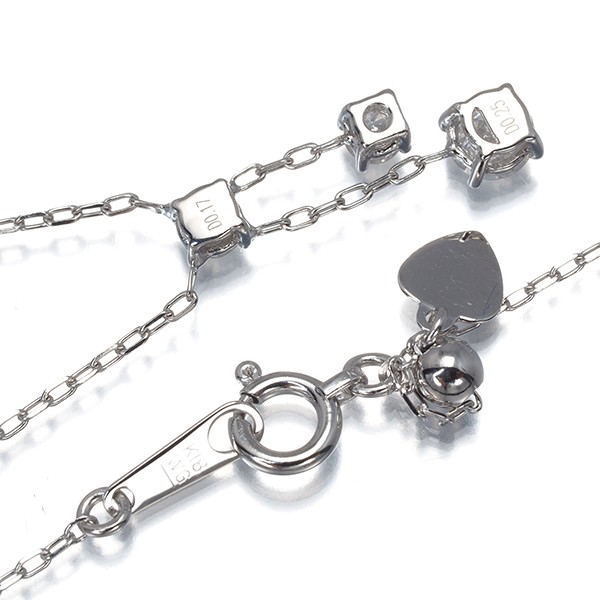 Diamond 0.25ct/0.17ct 3P Drop Necklace 18K 750 White Gold