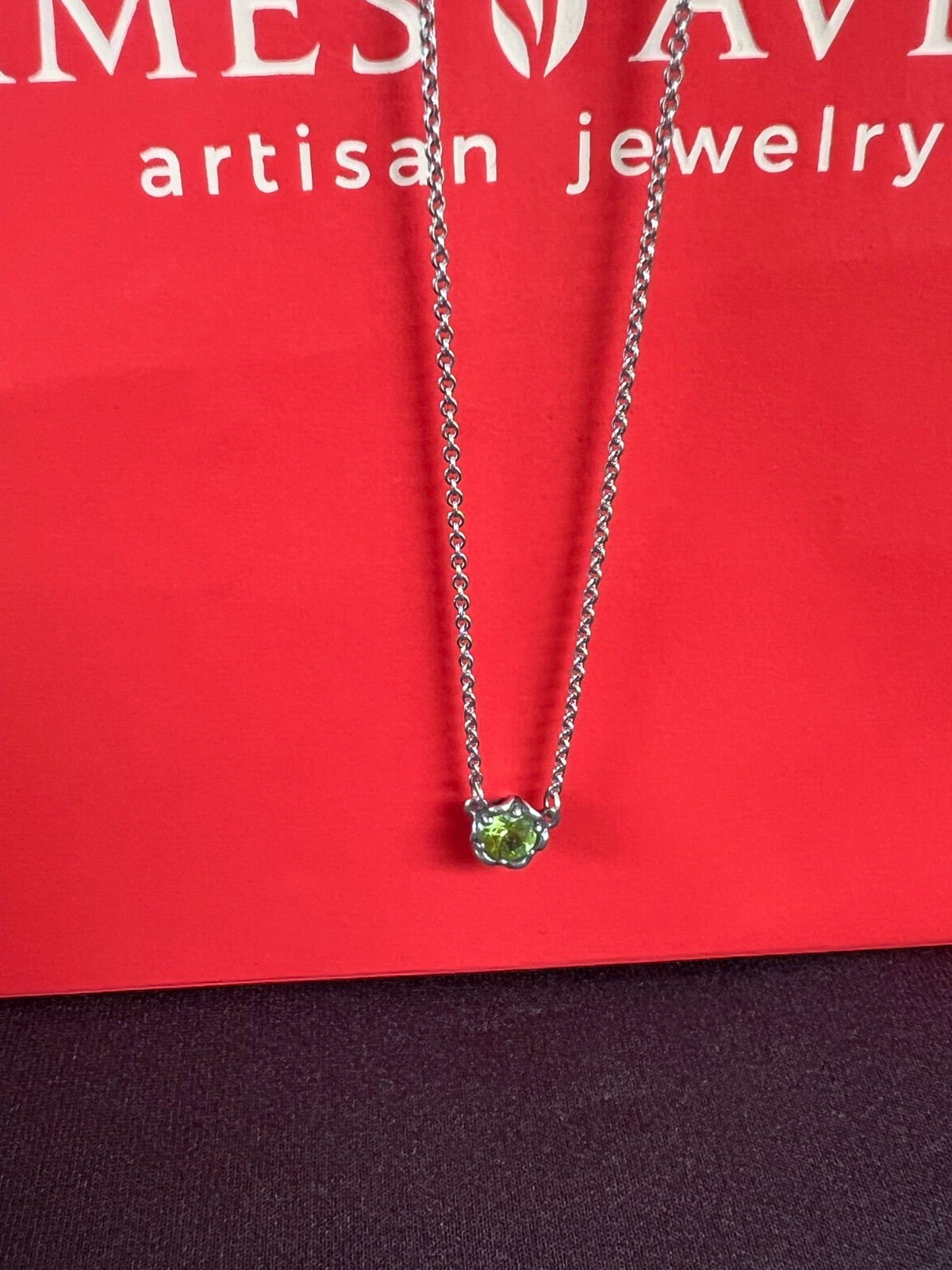 James Avery Sterling Silver August Cherished Birthstone Peridot Necklace 925