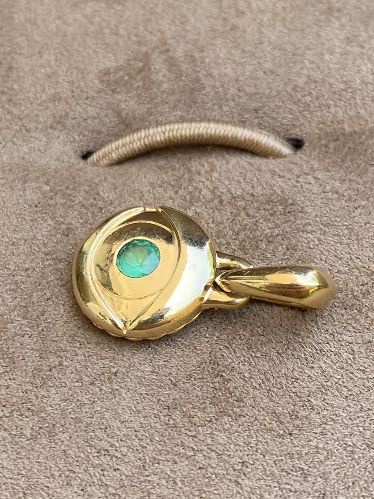 David Yurman 18K Gold Emerald Evil Eye Pendant Amulet Enhancer $2100+