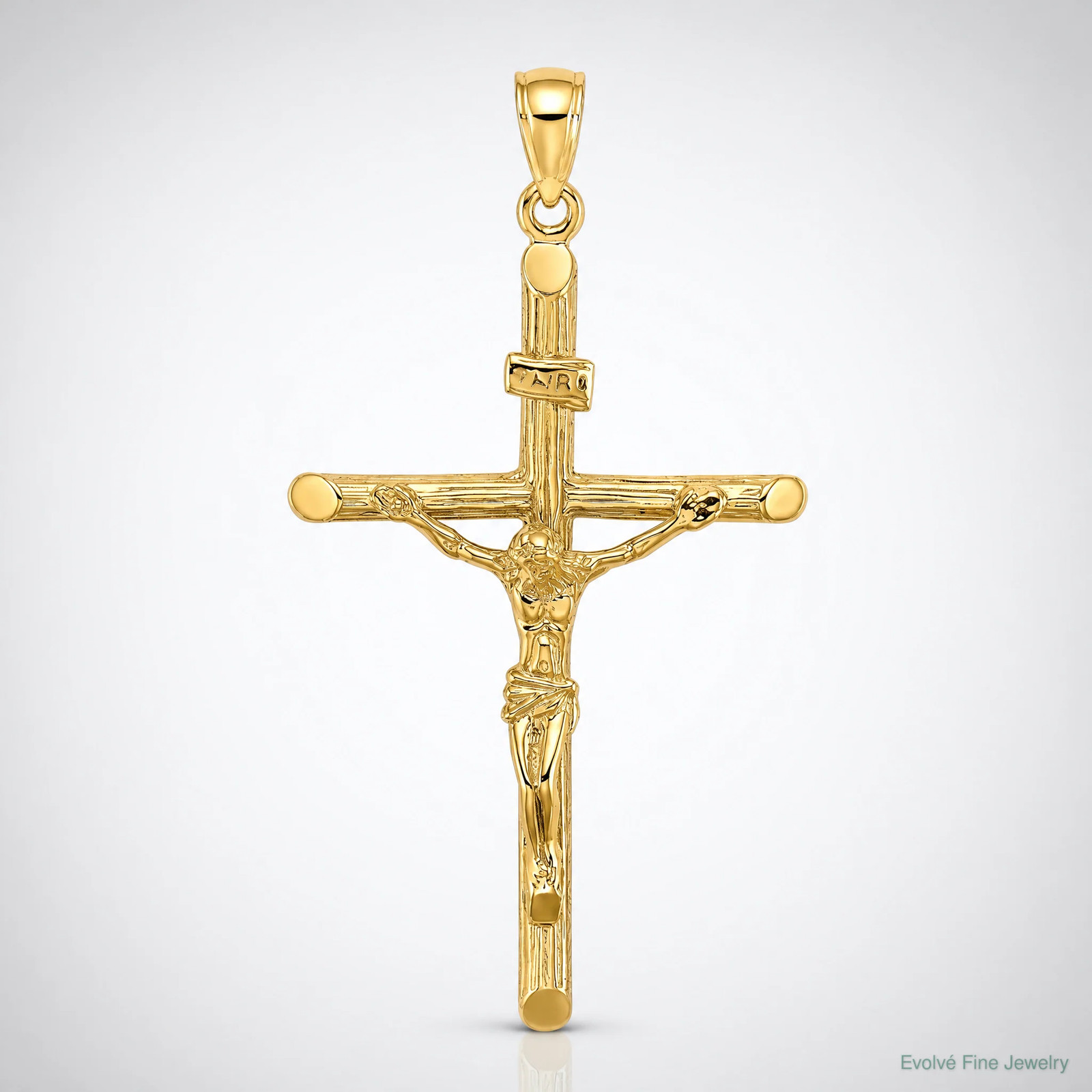 10K / 14K Yellow Gold Textured Crucifix Charm