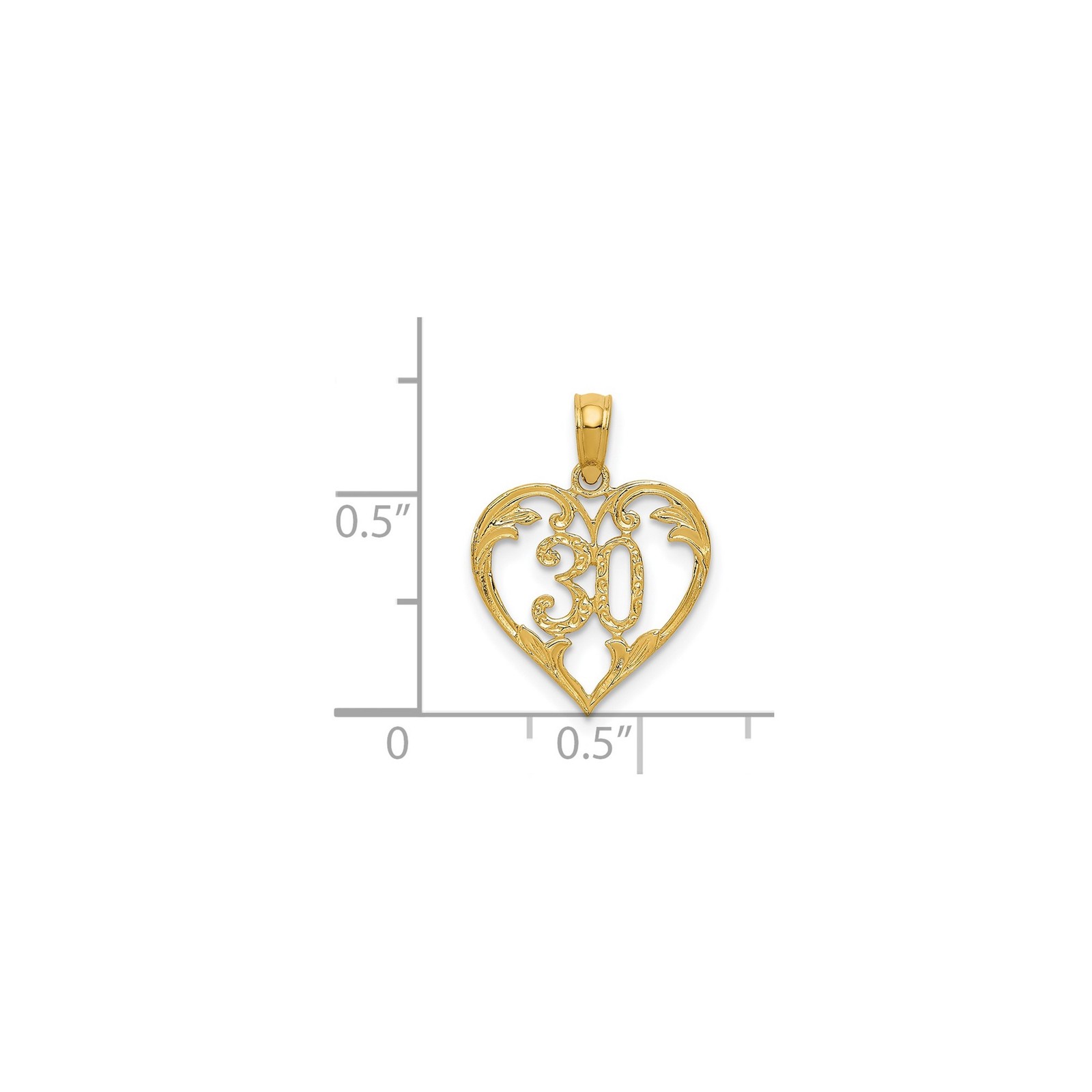 14k Yellow Gold Heart Pendant Filigree 30 Charm for Women Birthday Anniversary