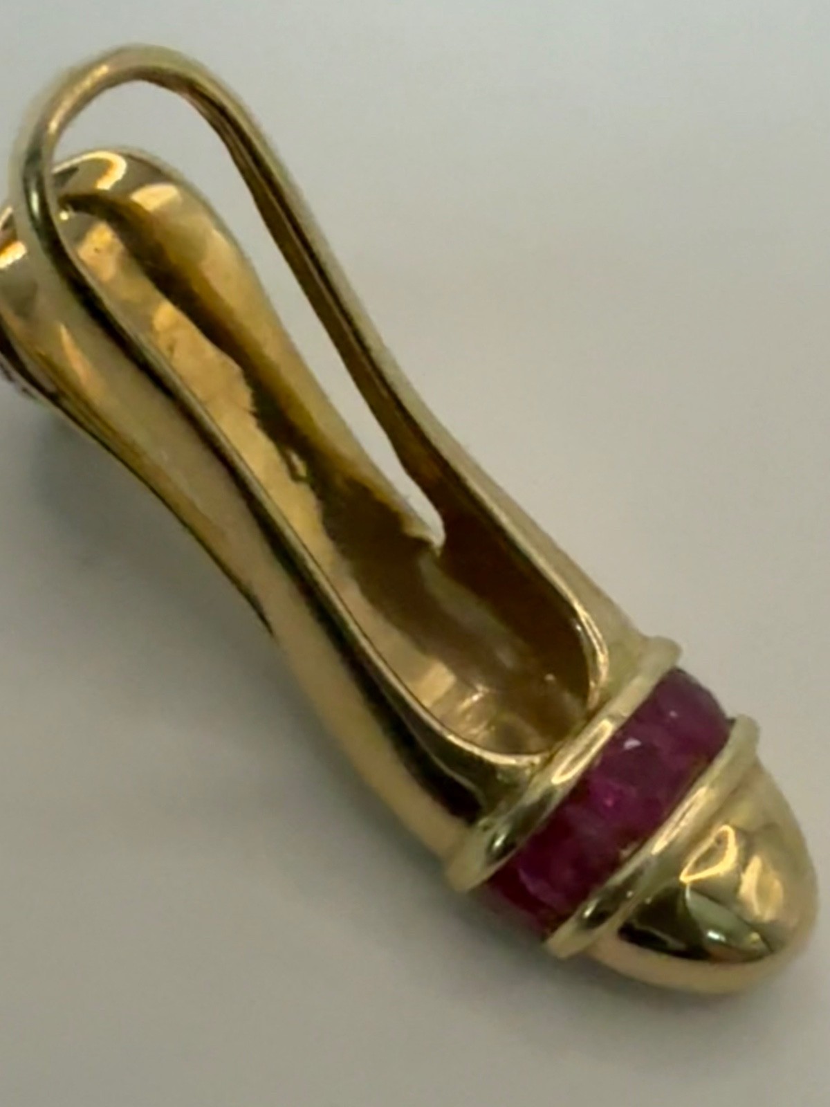 10K 5 Ruby & Diamond High Heel Slingback Pendant/Slide 2.4 g