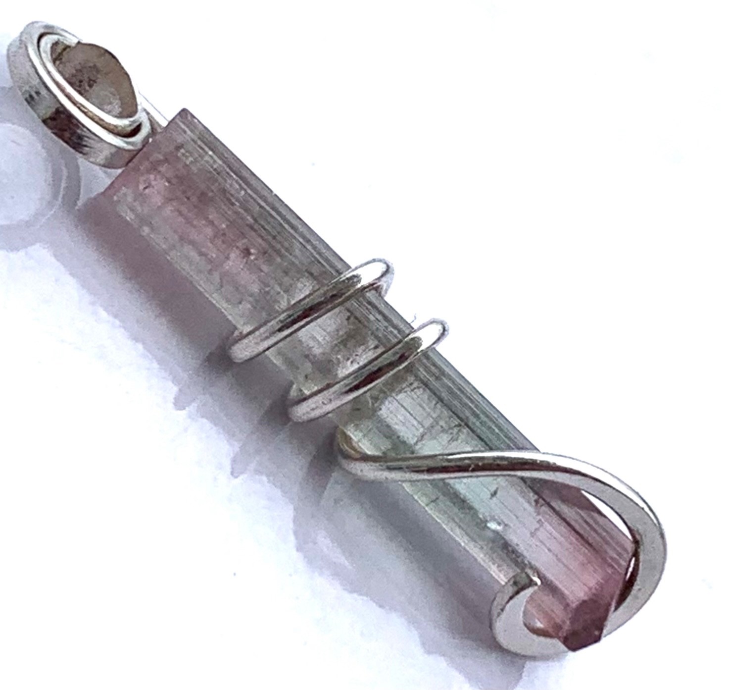 7.00 TCW watermelon tourmaline Necklace watermelon Crystal Pendant Raw Crystal