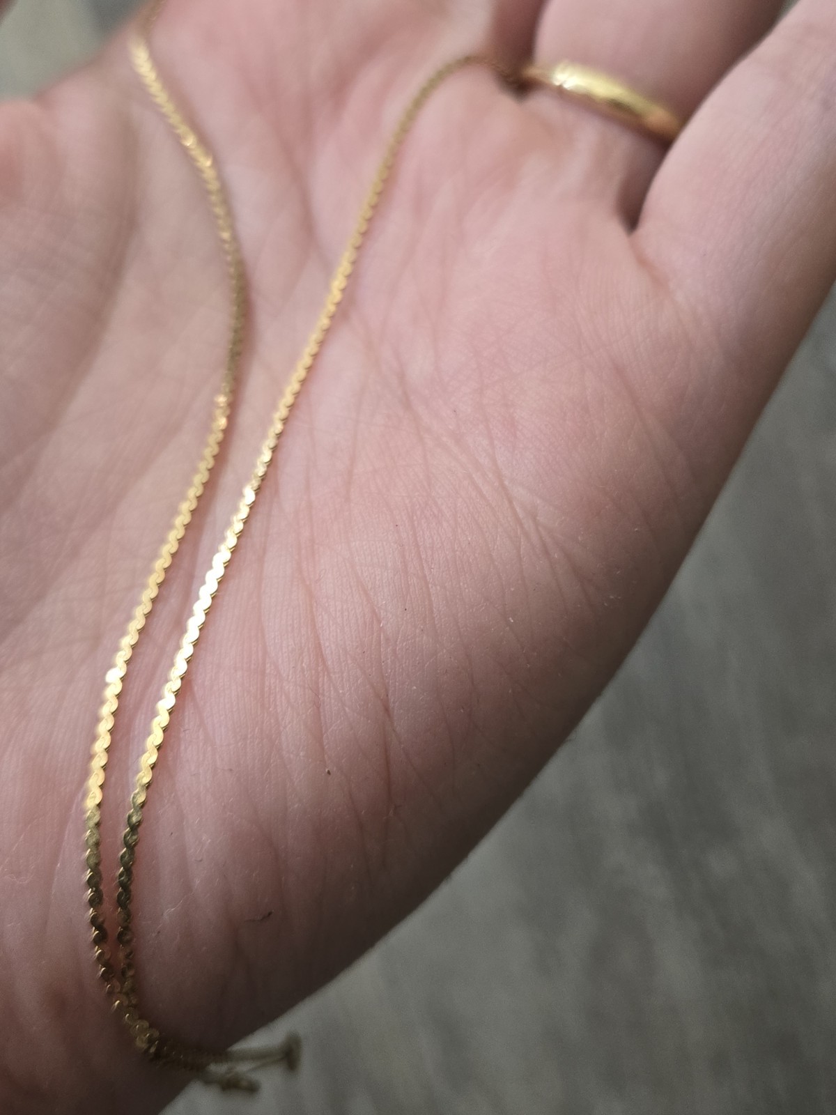 14k solid yellow gold chain serpentine flat 1mm necklace, s-link 14in, 1.54g