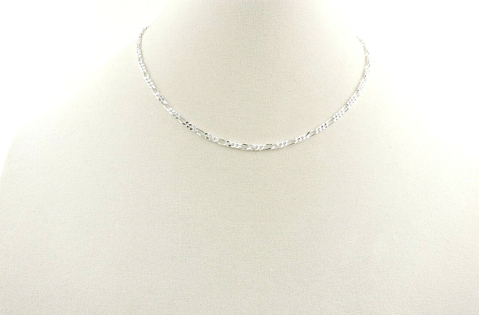 Sterling Silver 3 mm 080 Gauge Figaro Necklace 16″ – 30″ – Free Gift Packaging