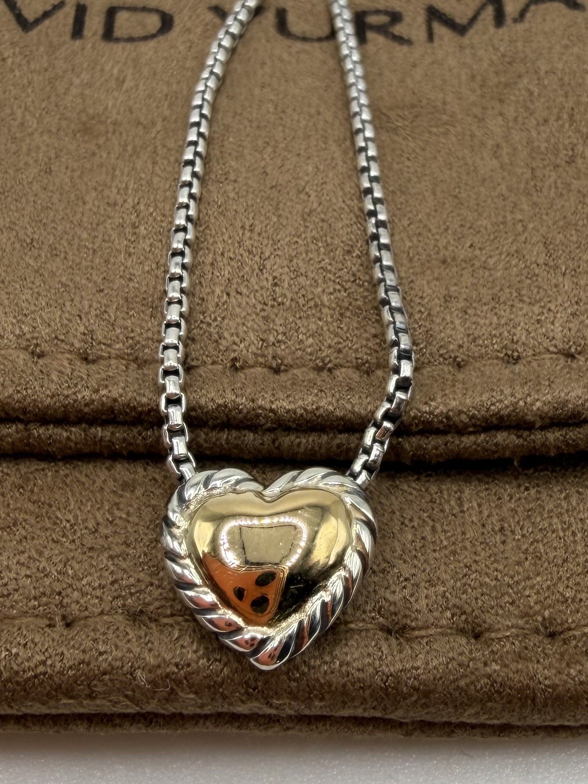 David Yurman Cable Cookie Classic Heart Necklace 18k Yellow Gold. 18 inch