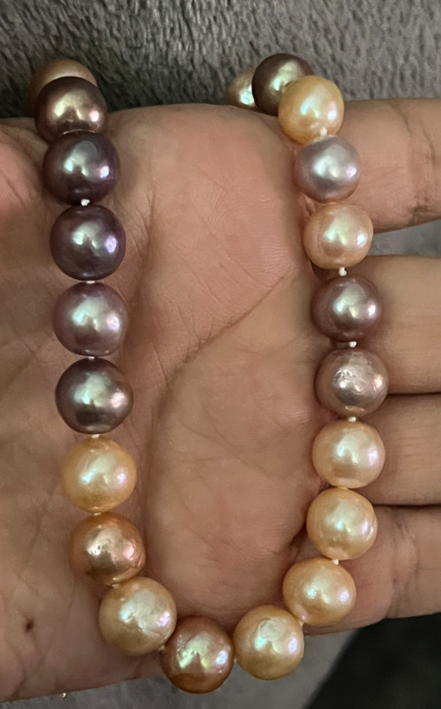 Large Edison Pearl Necklace S925 Toggle Clasp Metallic Candy 45cm Cert