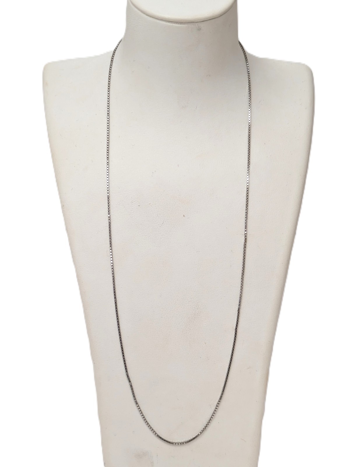 14K White Gold Box Chain, 15-1/2” Long