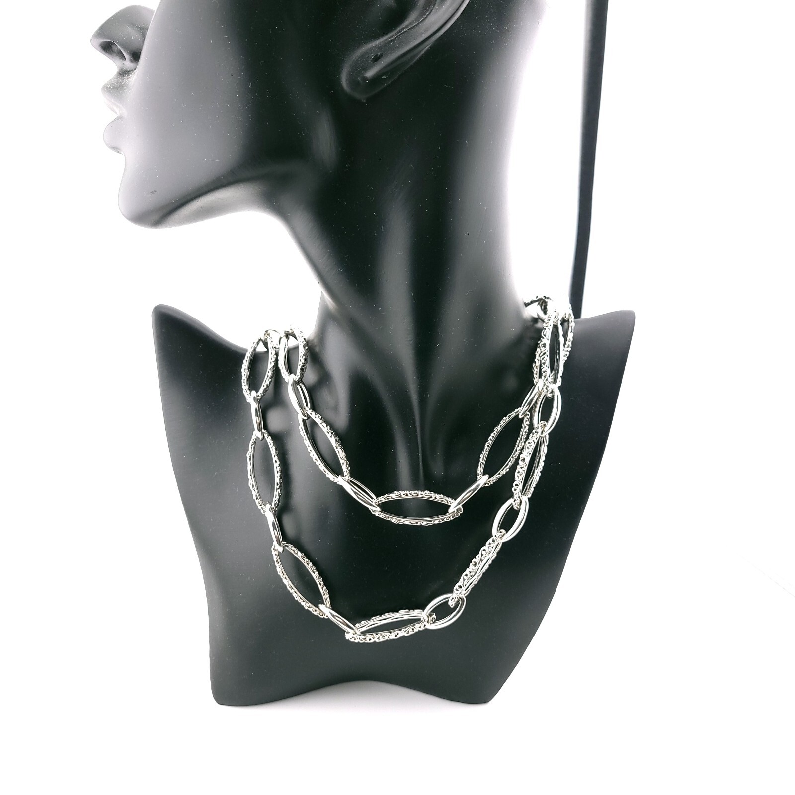 New Charles Krypell Sterling Silver Twist Oval Chain Link 36 in Toggle Necklace