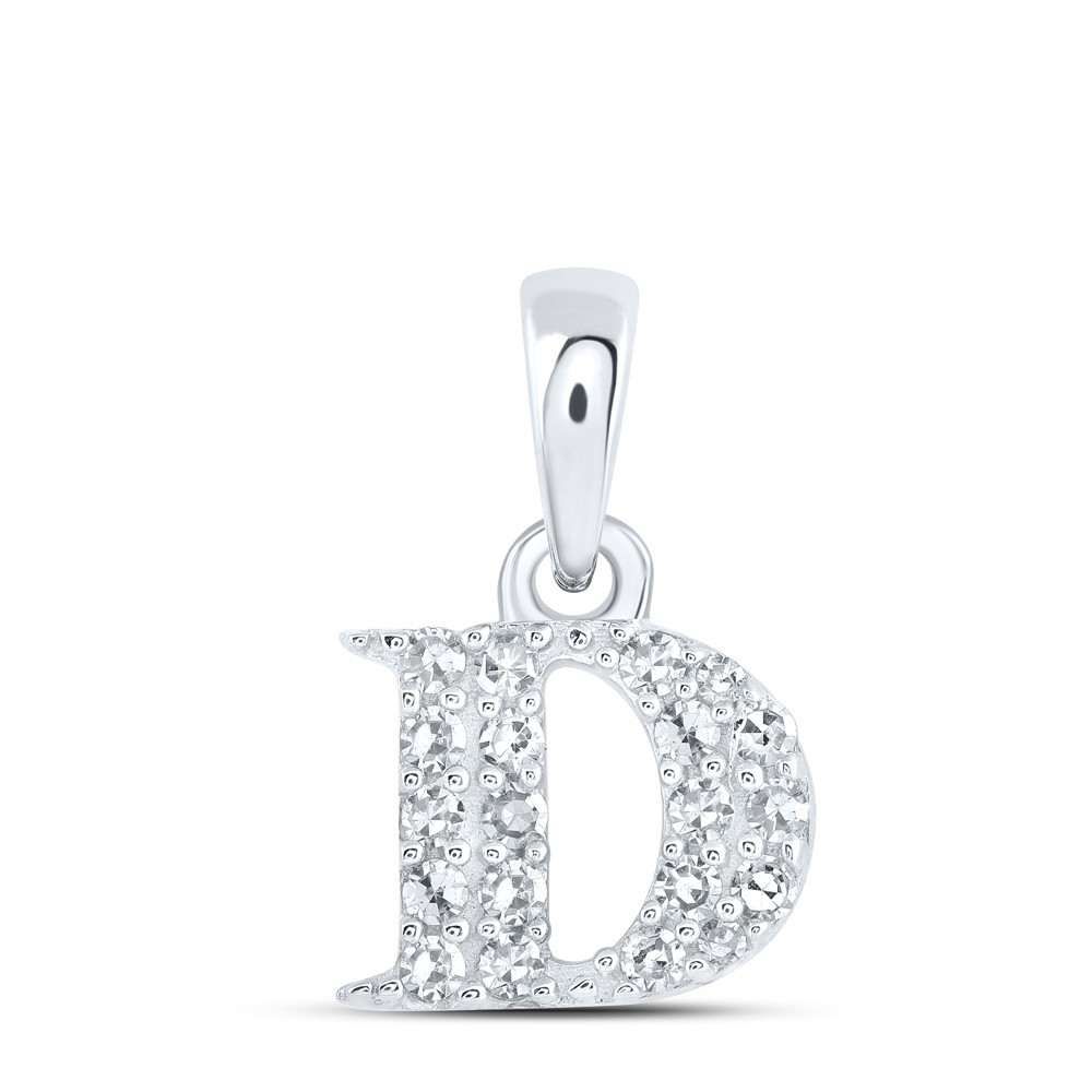 0.09CTW Natural Diamond 0.44g 10k White Gold Initial “D” Pendant Letter Charm