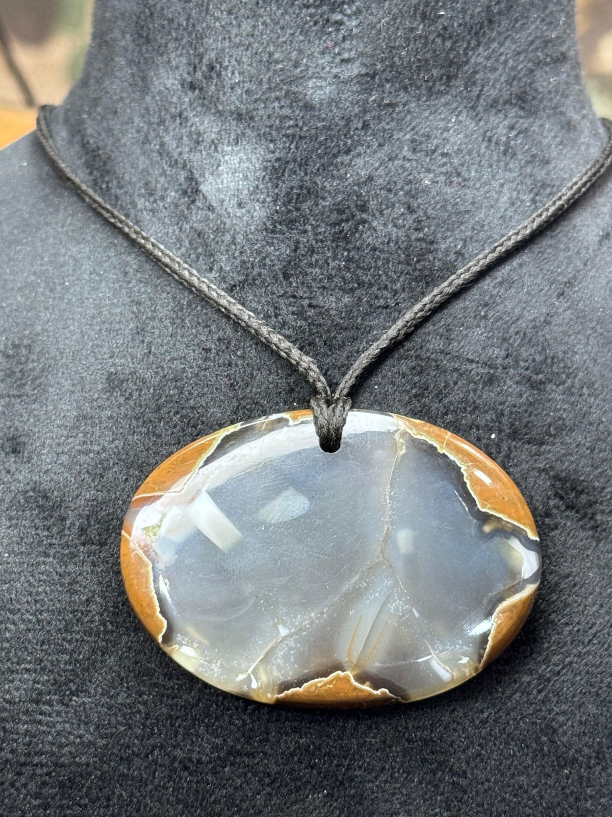 Natural Thunder Egg Agate Pendant Necklace Handmade Jewelry