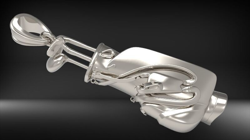 Golf Bag Pendant | 999 Fine Silver 34mm | Handmade USA