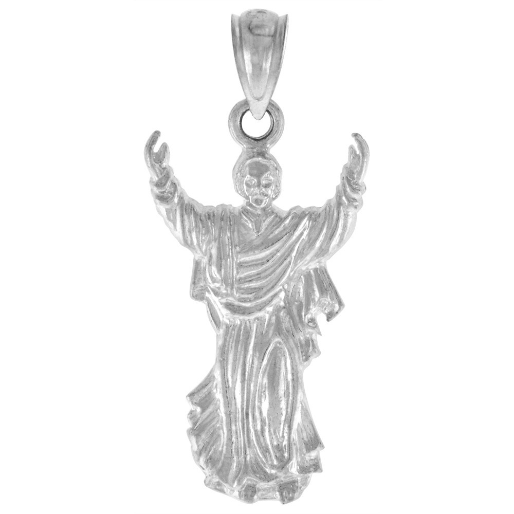 925 Sterling Silver Small Jesus Christ Pendant 7/8 (22mm) Inch Tall