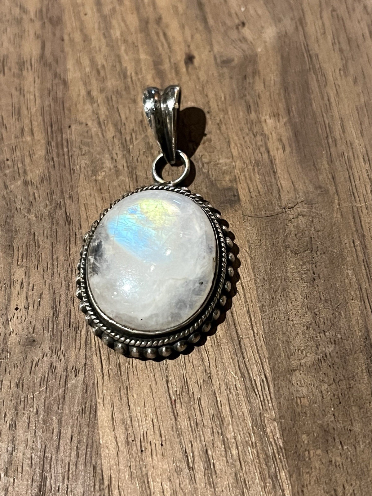 Rainbow Moonstone 925 Sterling Silver Pendant, June Alternative Birthstone