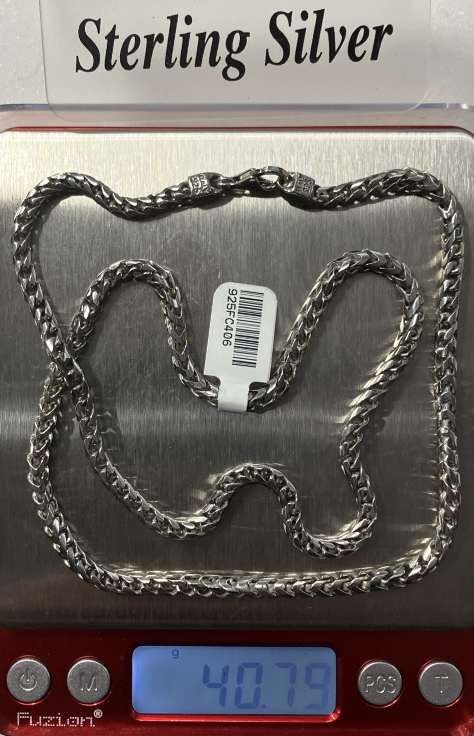 925 Sterling Silver Italy Solid Franco Chain Heavy 40.7grams 4mm 24” New w/ Tag