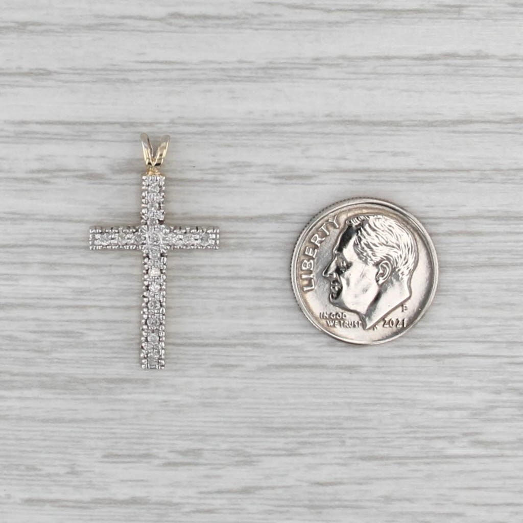0.20ctw Diamond Cross Pendant 10k White Yellow Gold