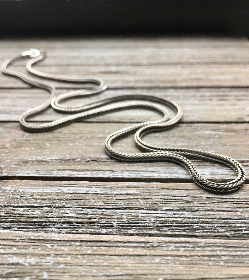 Oxidized 925 Bali Sterling Silver Chain Necklace 16-36″ Dragonbone Foxtail Wheat