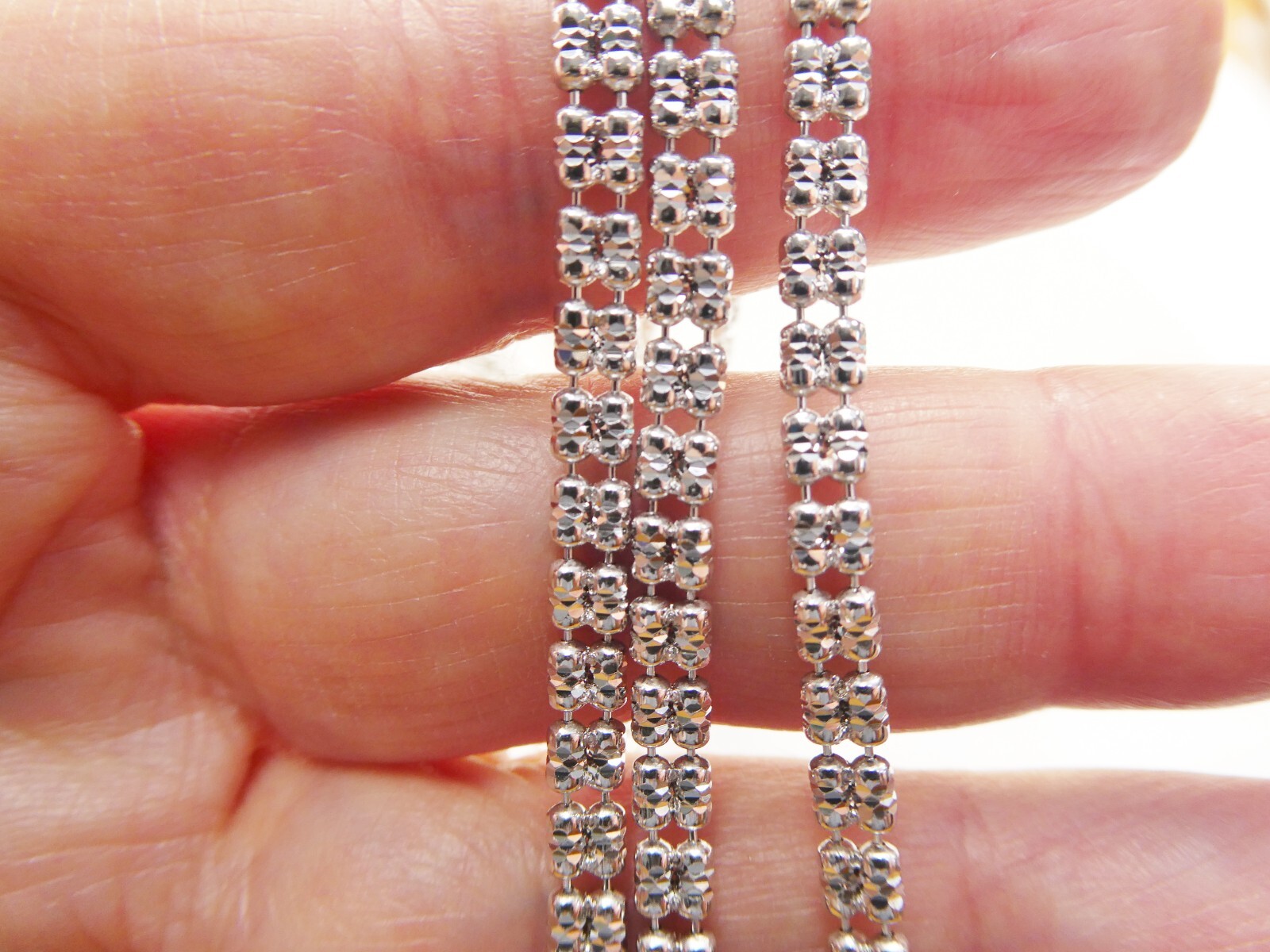 REAL 925 STERLING SILVER 4MM FLAT ICE LINK CHAIN NECKLACE