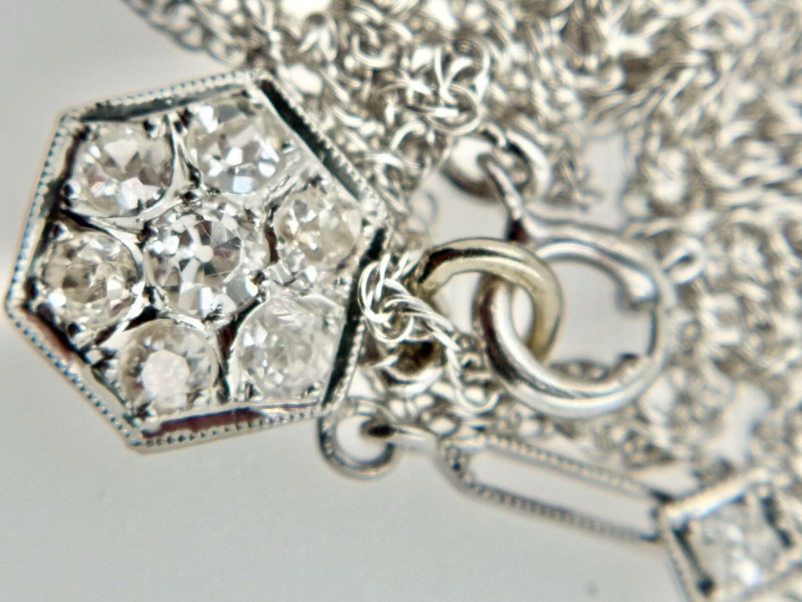 14K & Platinum900 .50Cttw Diamond Hex. Pendant Necklace 20″,2.27g approx