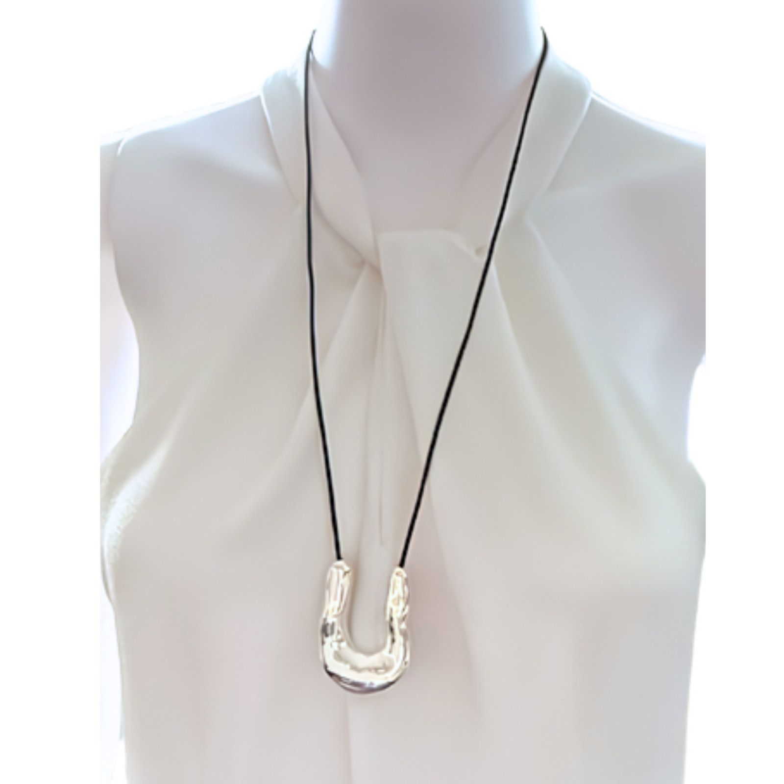 AGMES Lg Wishbone Pendant 925 Sterling Silver 24g Signed 25th Anniversary Gift