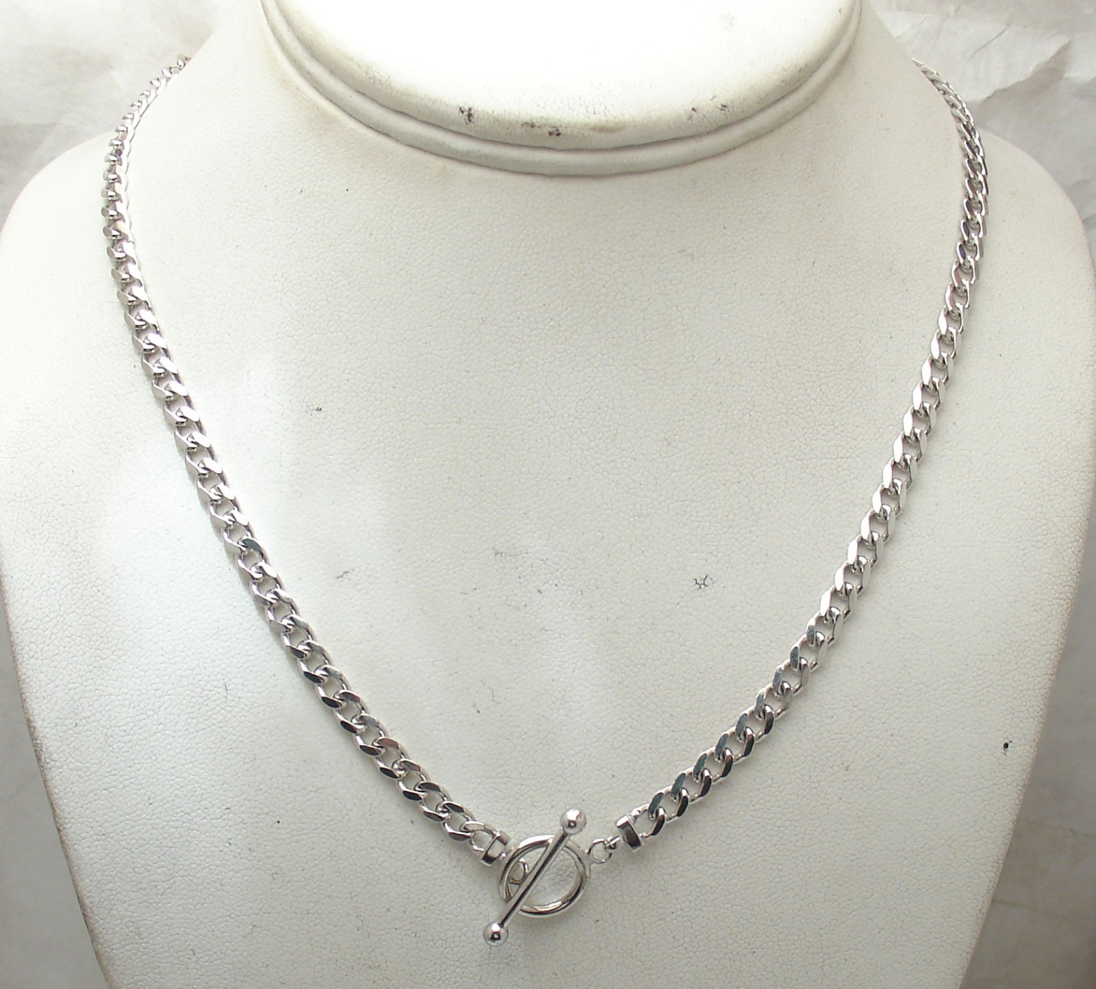 Cuban Curb Chain Necklace Toggle Clasp Anti-Tarnish Real 925 Sterling Silver