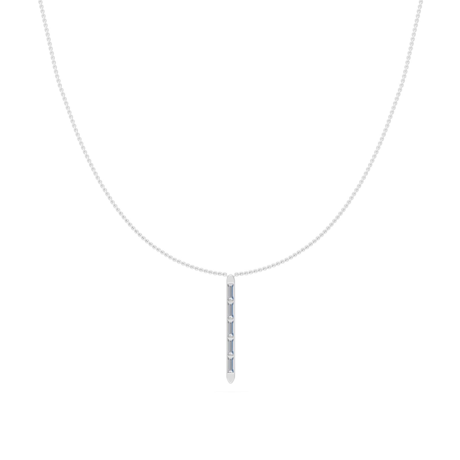 0.3 Ct Baguette Cut Diamond Pendant Necklace VS1 D-F White Gold 14k