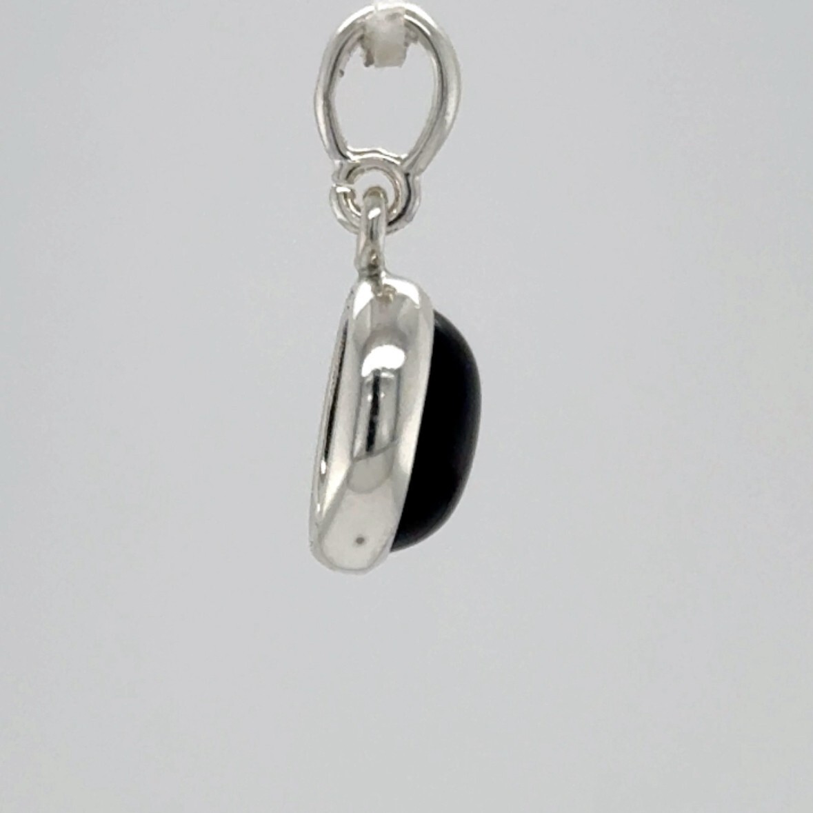 Oval BLACK ONYX Pendant – 925 STERLING SILVER Natural Genuine Gemstone #32e