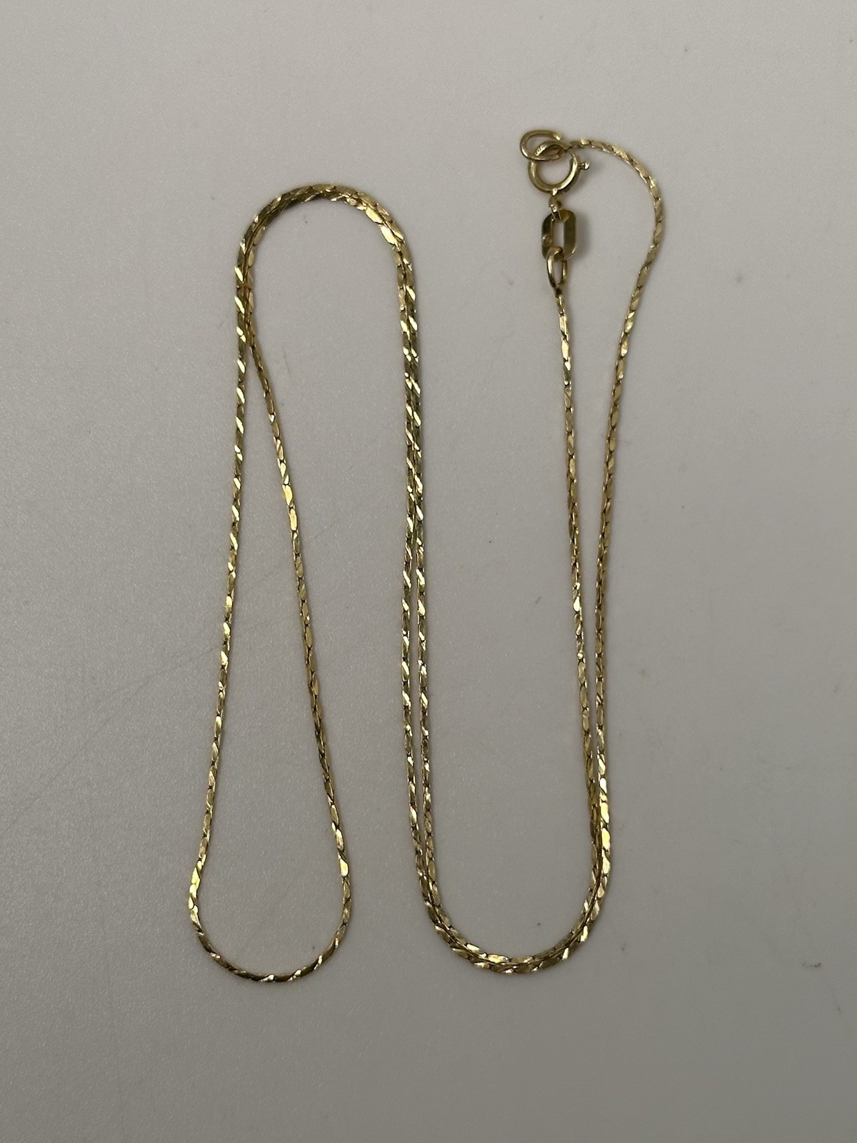 14K Yellow Gold Twisted Triangle Link Chain Necklace, 16”, 0.5 mm, 1.4 g