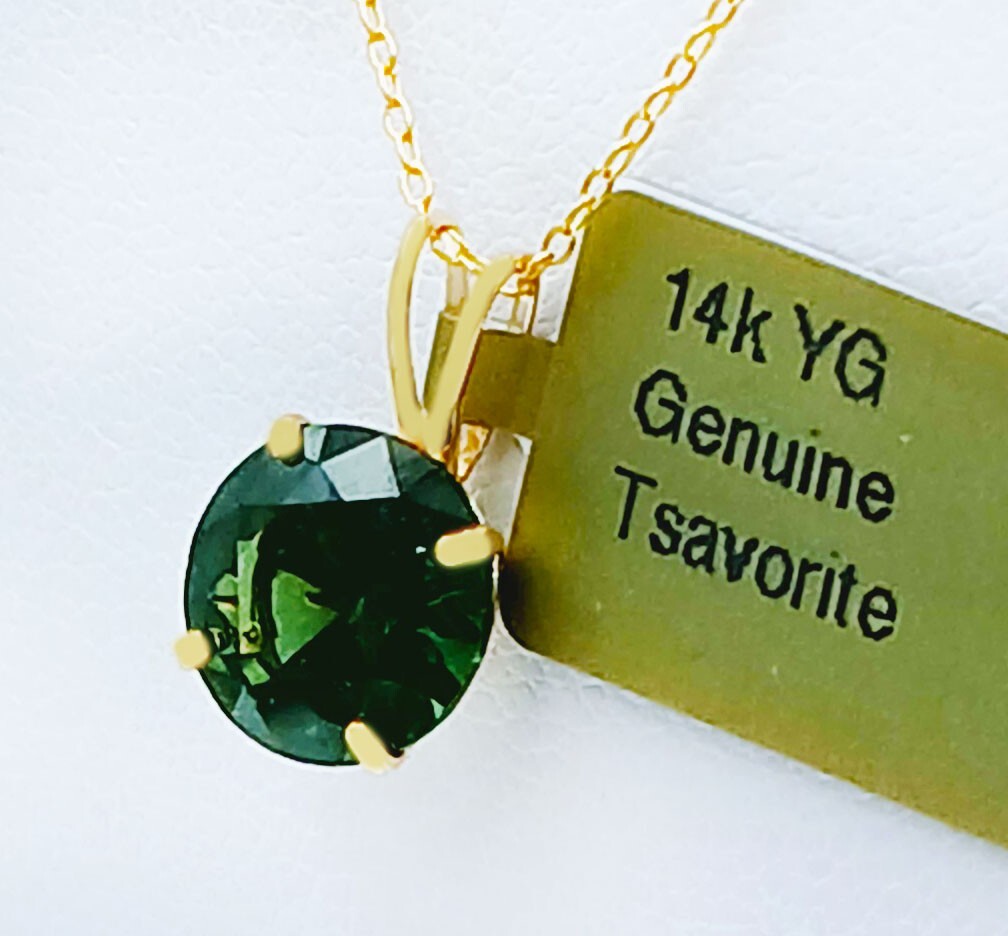 GENUINE 3.56 Cts TSAVORITE PENDANT 14k YELLOW GOLD – Free Appraisal Service
