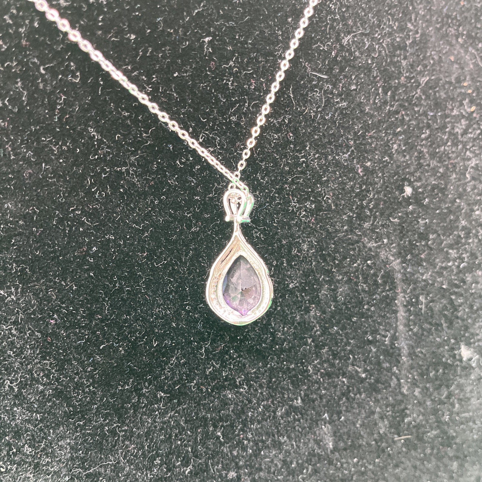 925 Silver Chain 18k White Gold Amithyst 16 In Chain