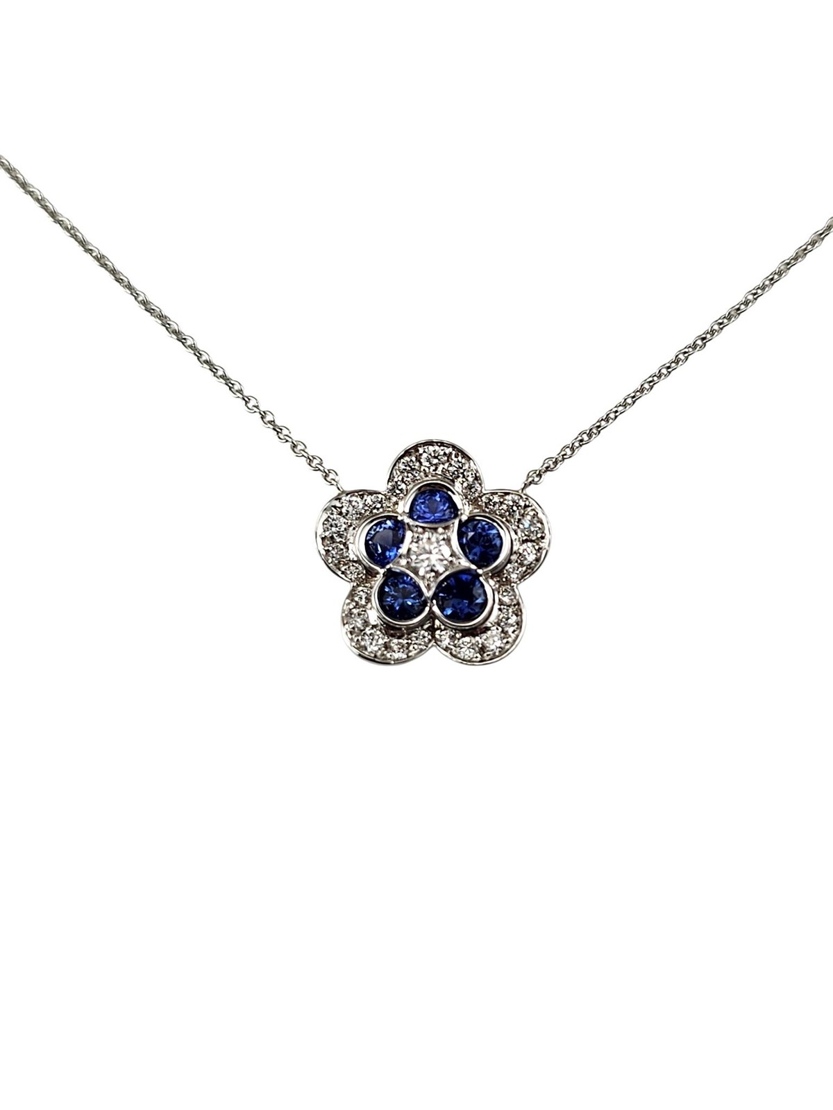Roberto Coin 18K White Gold Sapphire and Diamond Pendant Necklace #25050