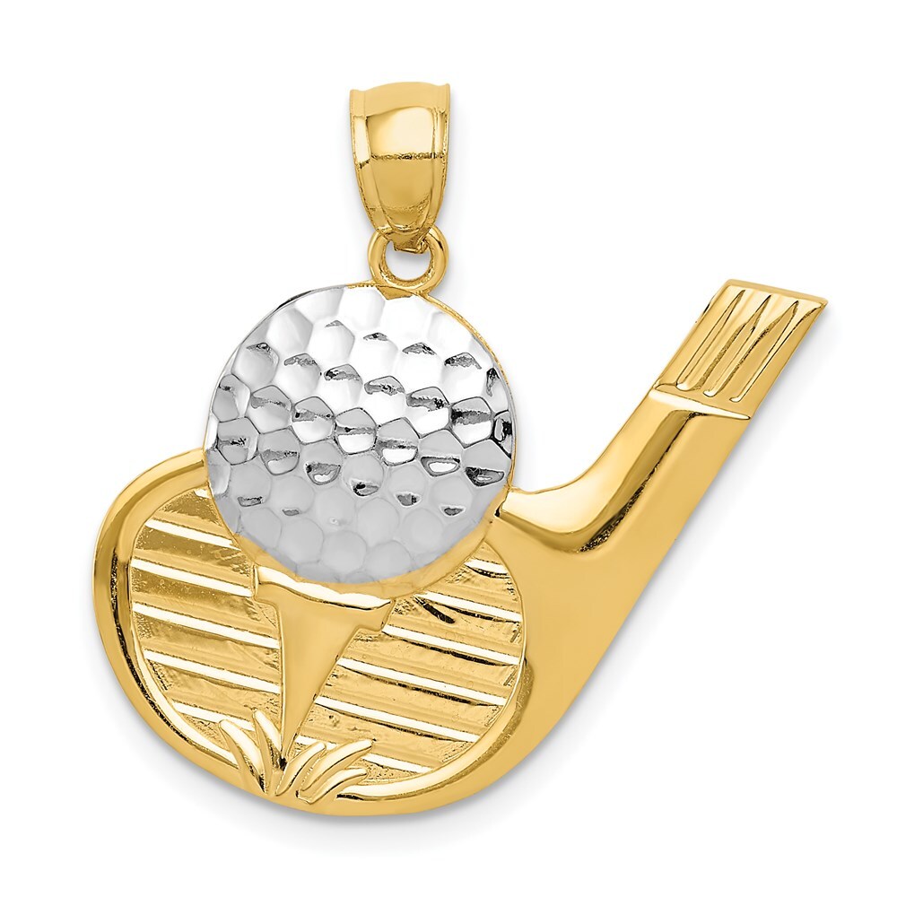 14K Two-tone Gold Golf Pendant for Women 1.67 gram L-1.07 in, W-0.95 in