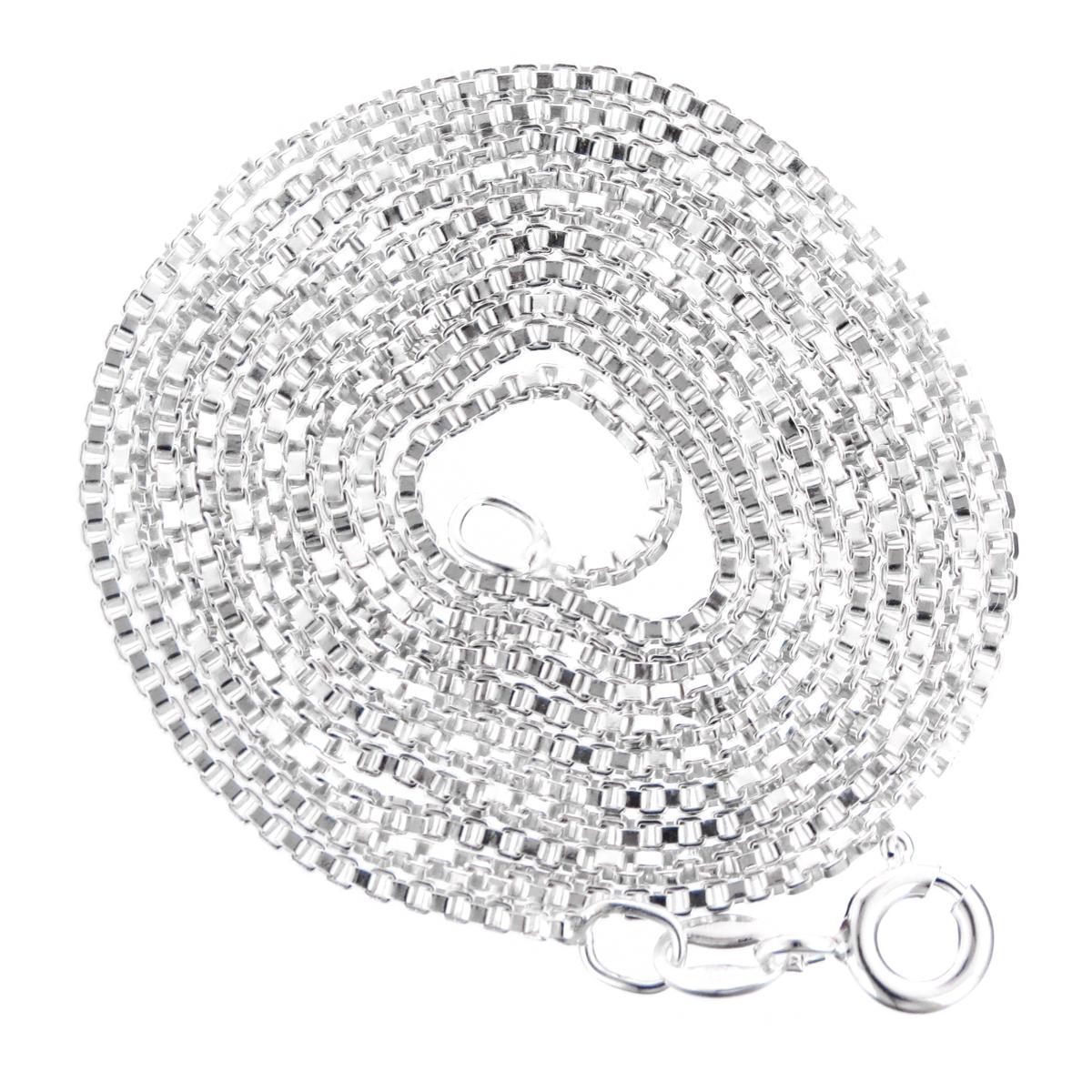 925 Silver 1mm(Fine) Box Chain Italian Sterling Necklace Wholesale Lot, 16-30″
