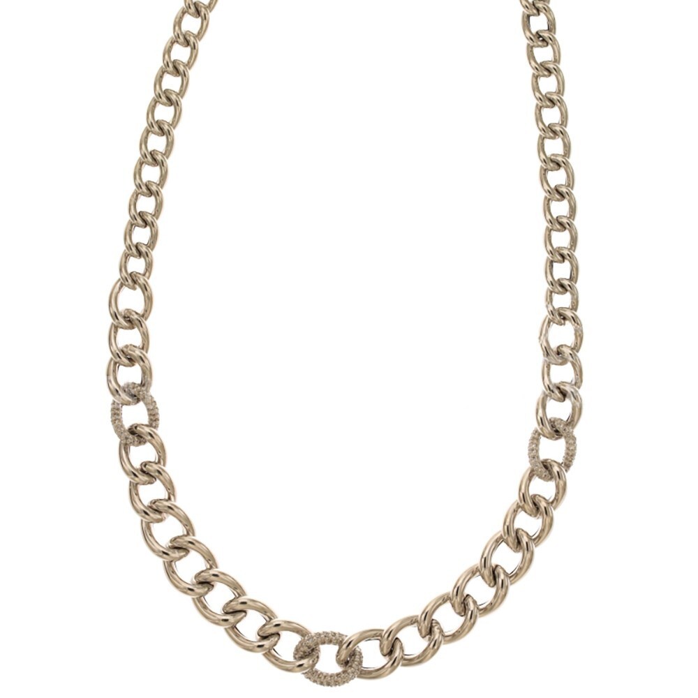 18Kt 750/1000 White Gold Necklace Grumetta Model With Zirconia Links