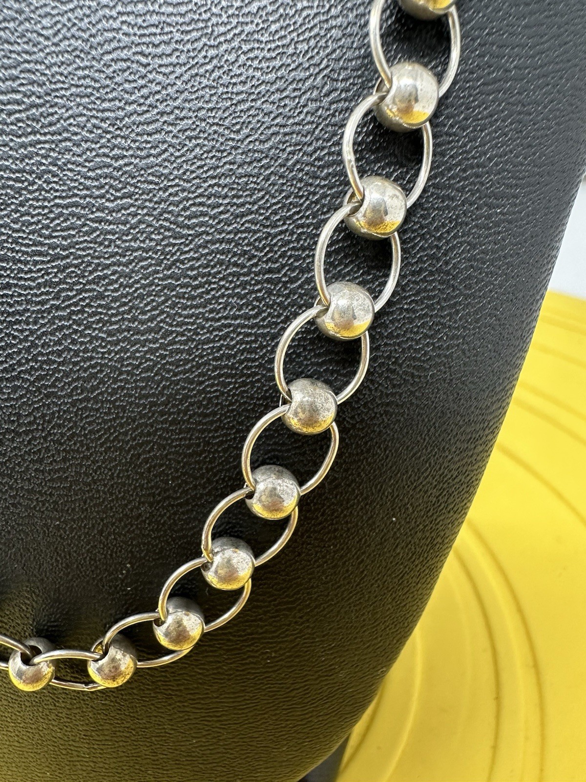 Sterling Silver Milor Rolo Bead & Circle Chain Choker Necklace Modern 20g 19 In