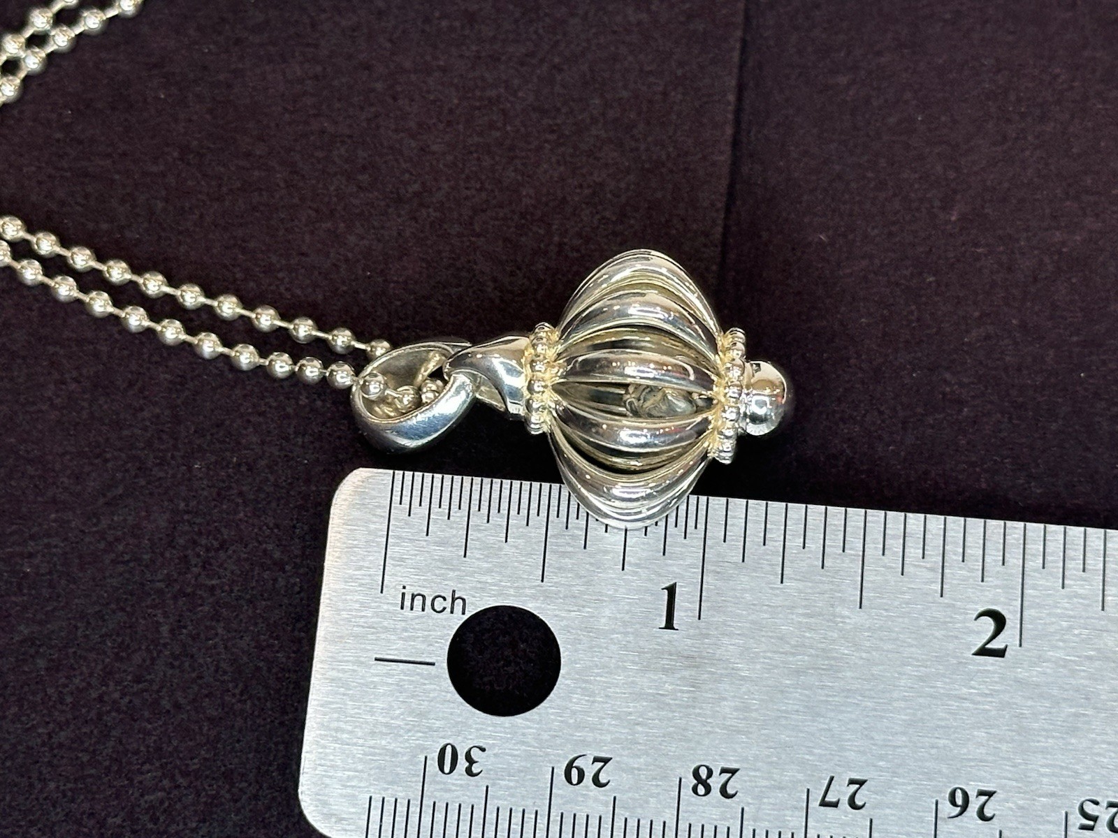 LAGOS 925 Sterling Silver Birdcage Pendant Ball 34″ Beaded Necklace w/ Gift Box